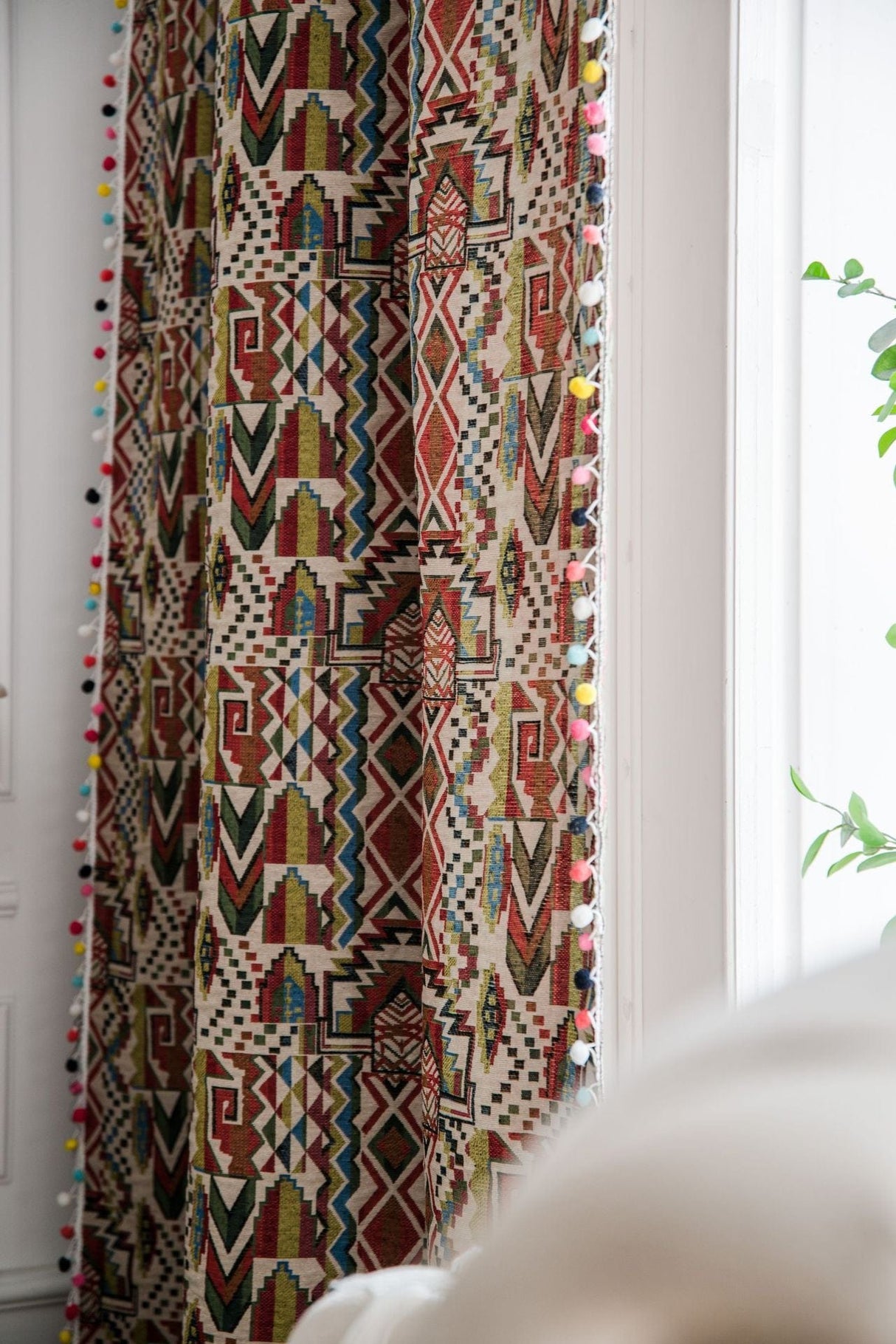 Boho Geometric Tasseled Curtains