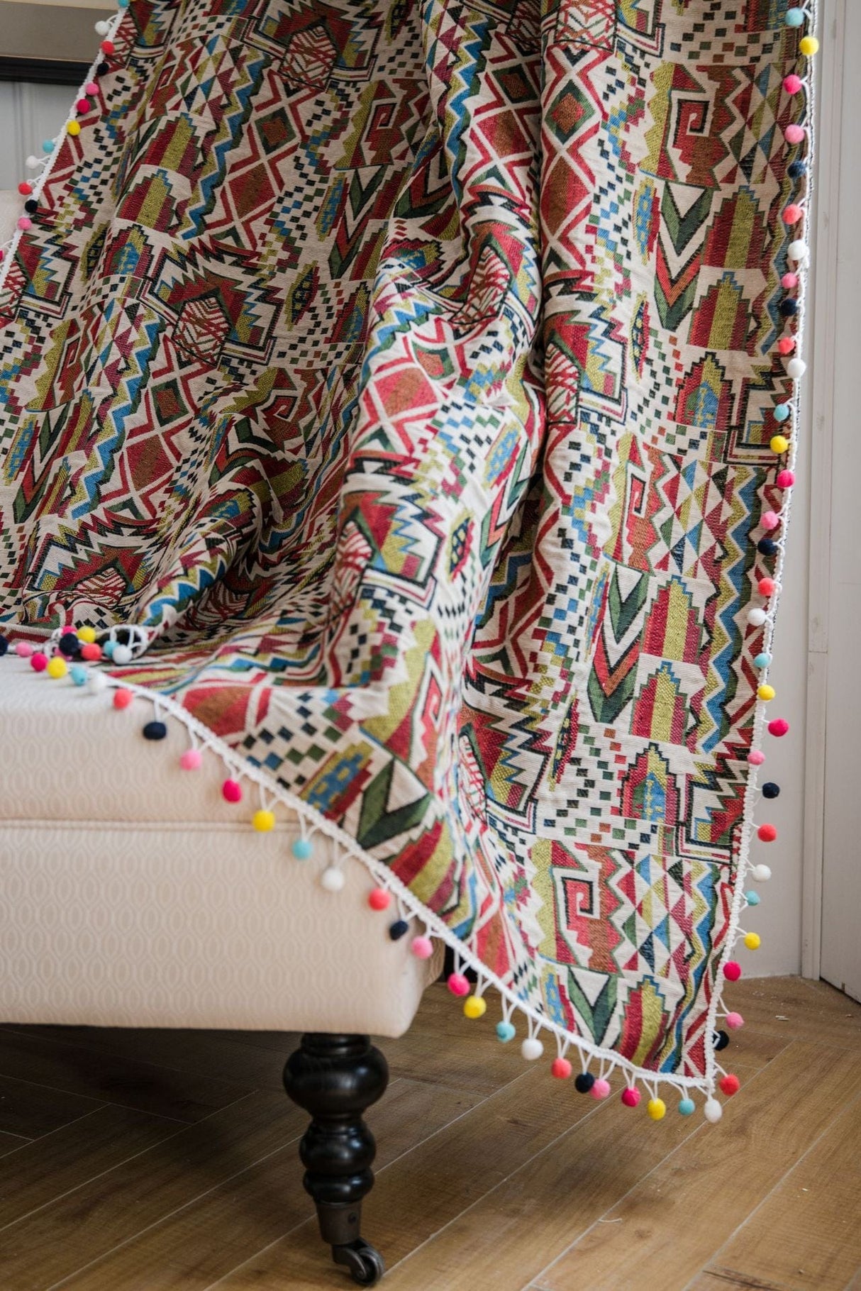 Boho Geometric Tasseled Curtains