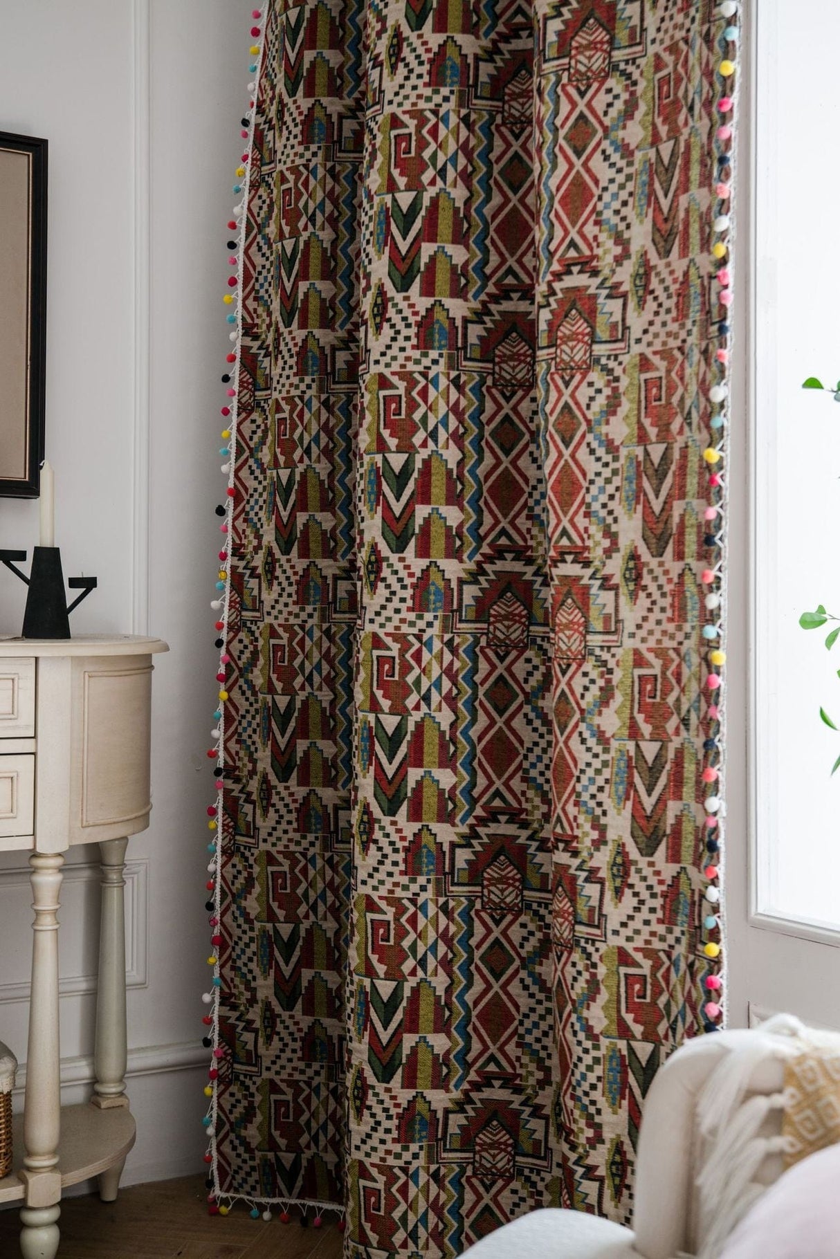 Boho Geometric Tasseled Curtains