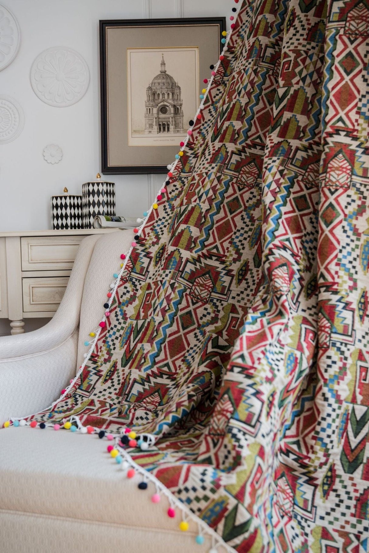 Boho Geometric Tasseled Curtains