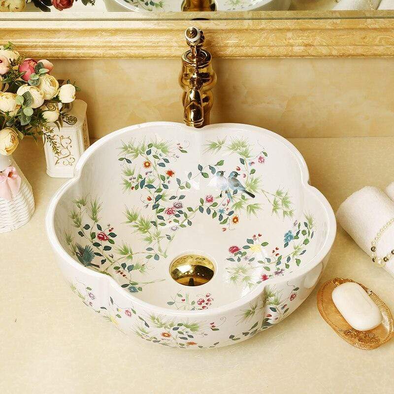 Botanical Floral Handmade Basin Sink