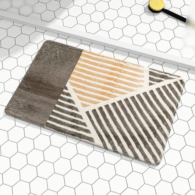 Geometric Striped Bath Mat