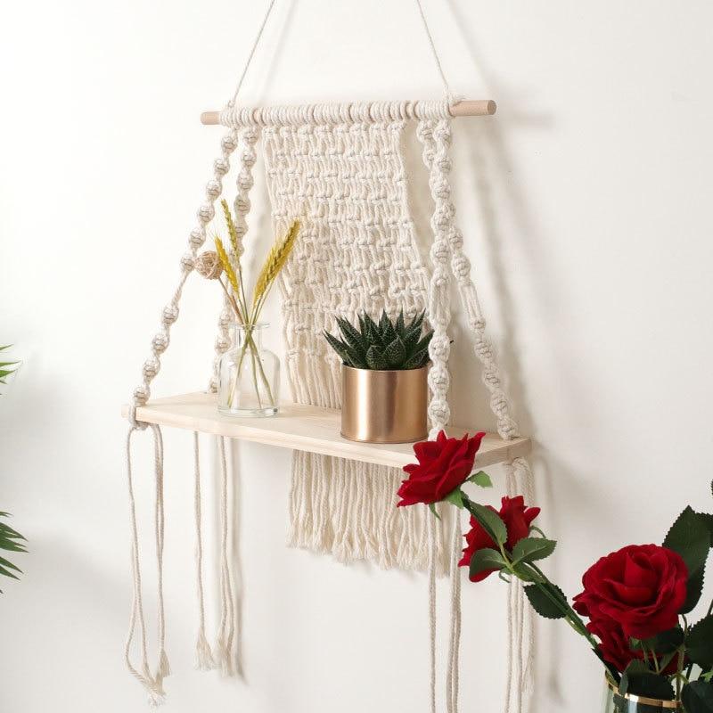 Macrame Wooden Hanging Shelf