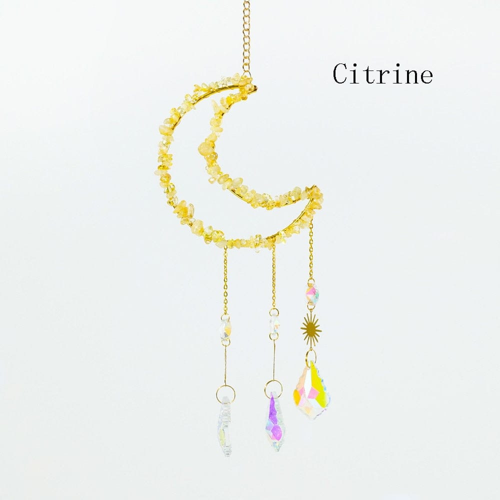 Natural Crystal Moon-Shaped Suncatcher