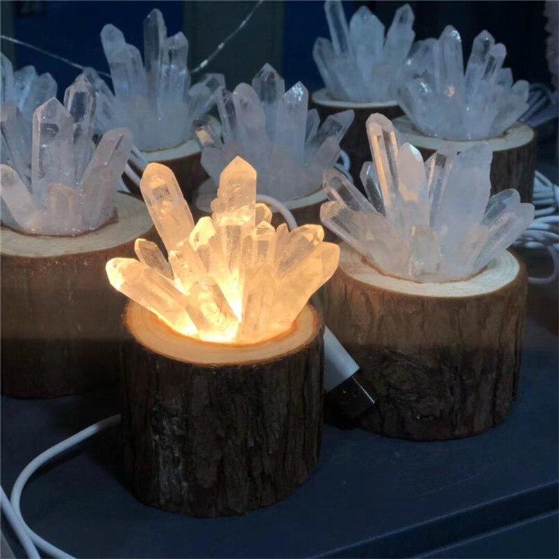 Natural Clear Quartz Crystal Points Lamp