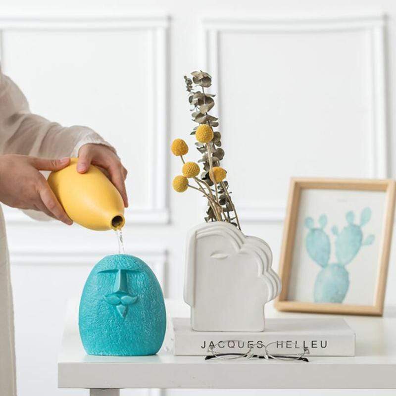 Colored Silly Face Flower Pot