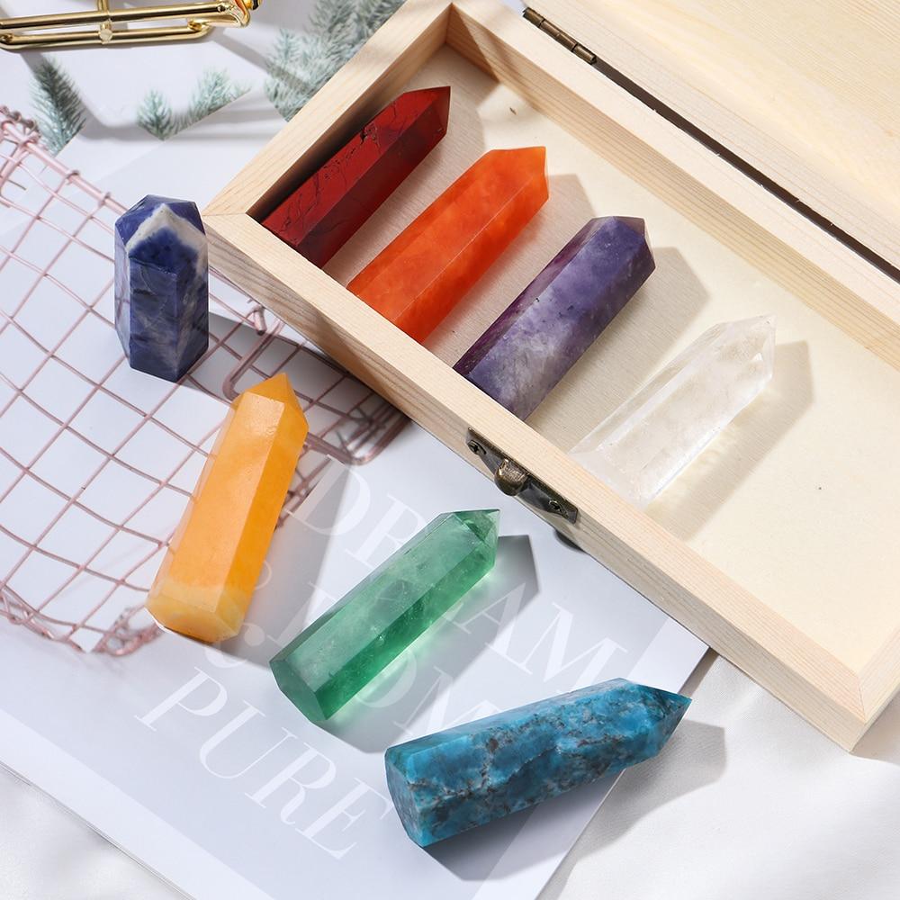 Colorful Natural Crystal Wands Gift Box 8pcs