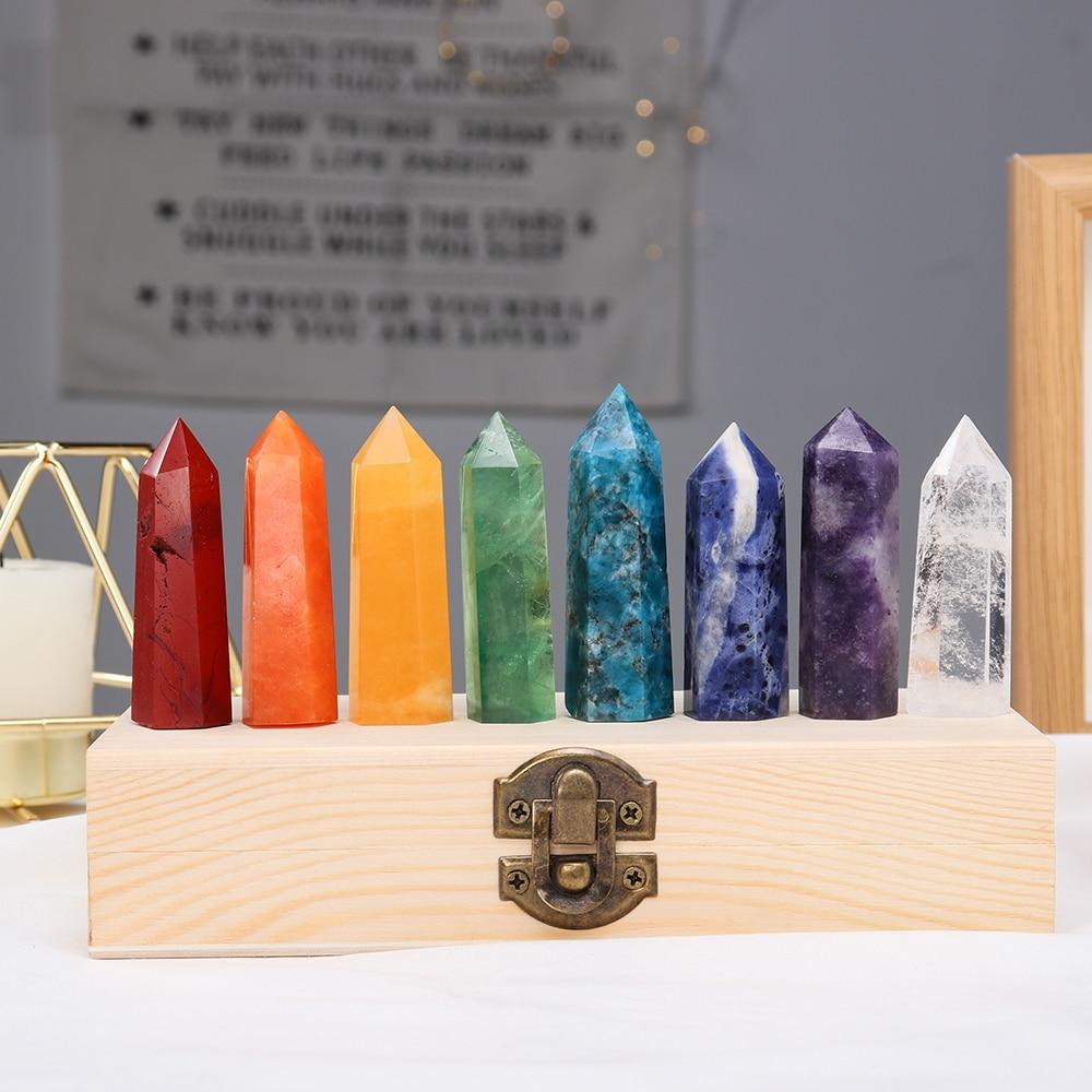 Colorful Natural Crystal Wands Gift Box 8pcs