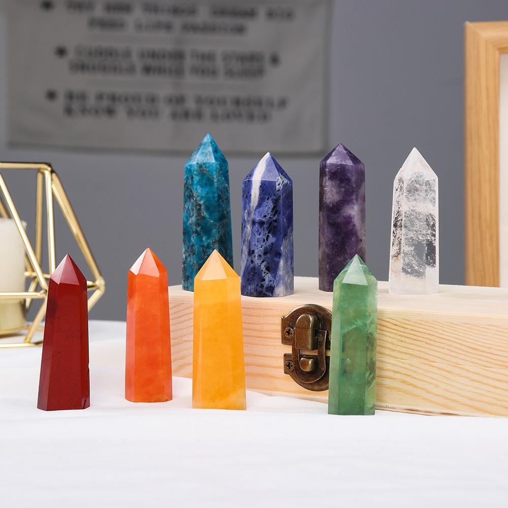 Colorful Natural Crystal Wands Gift Box 8pcs