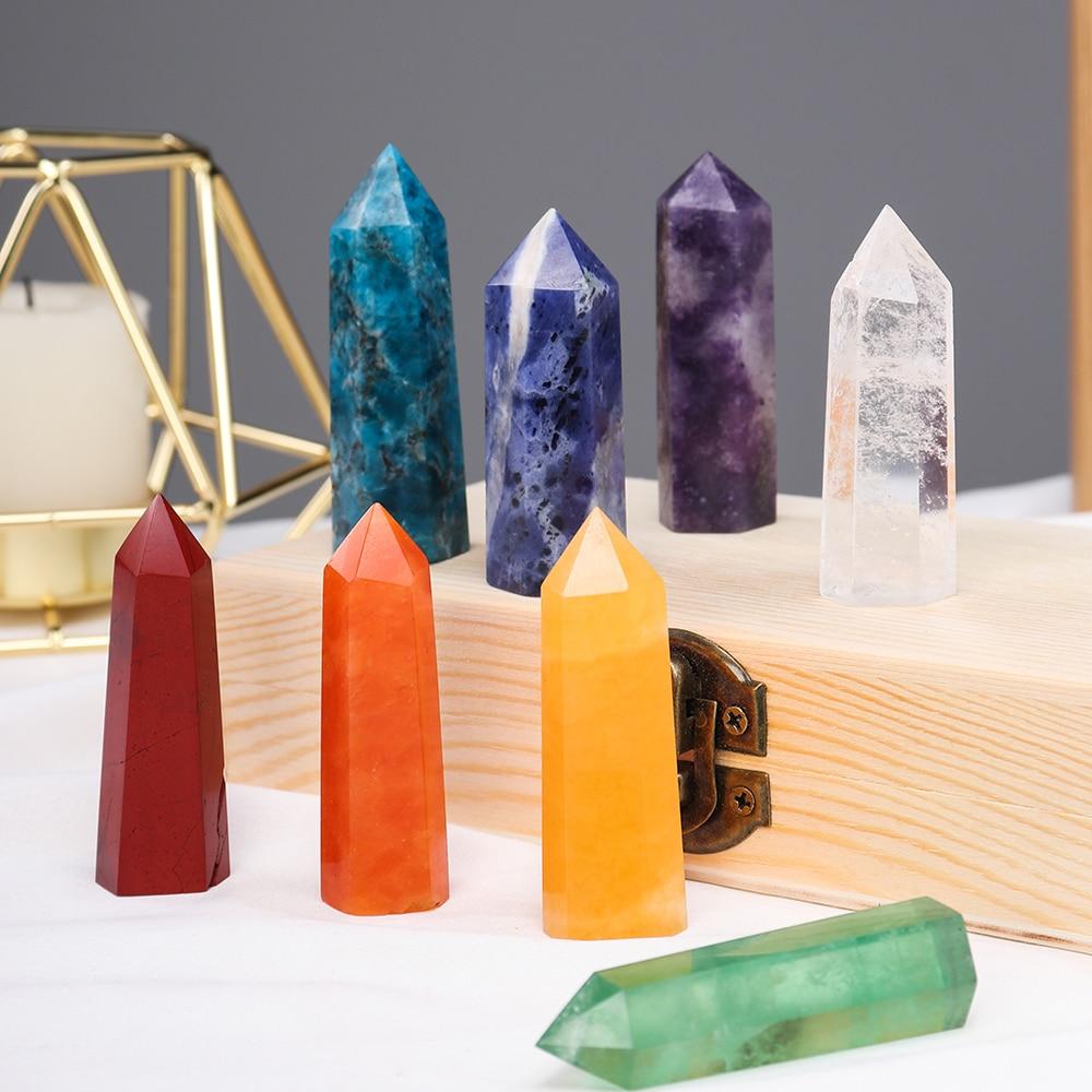 Colorful Natural Crystal Wands Gift Box 8pcs