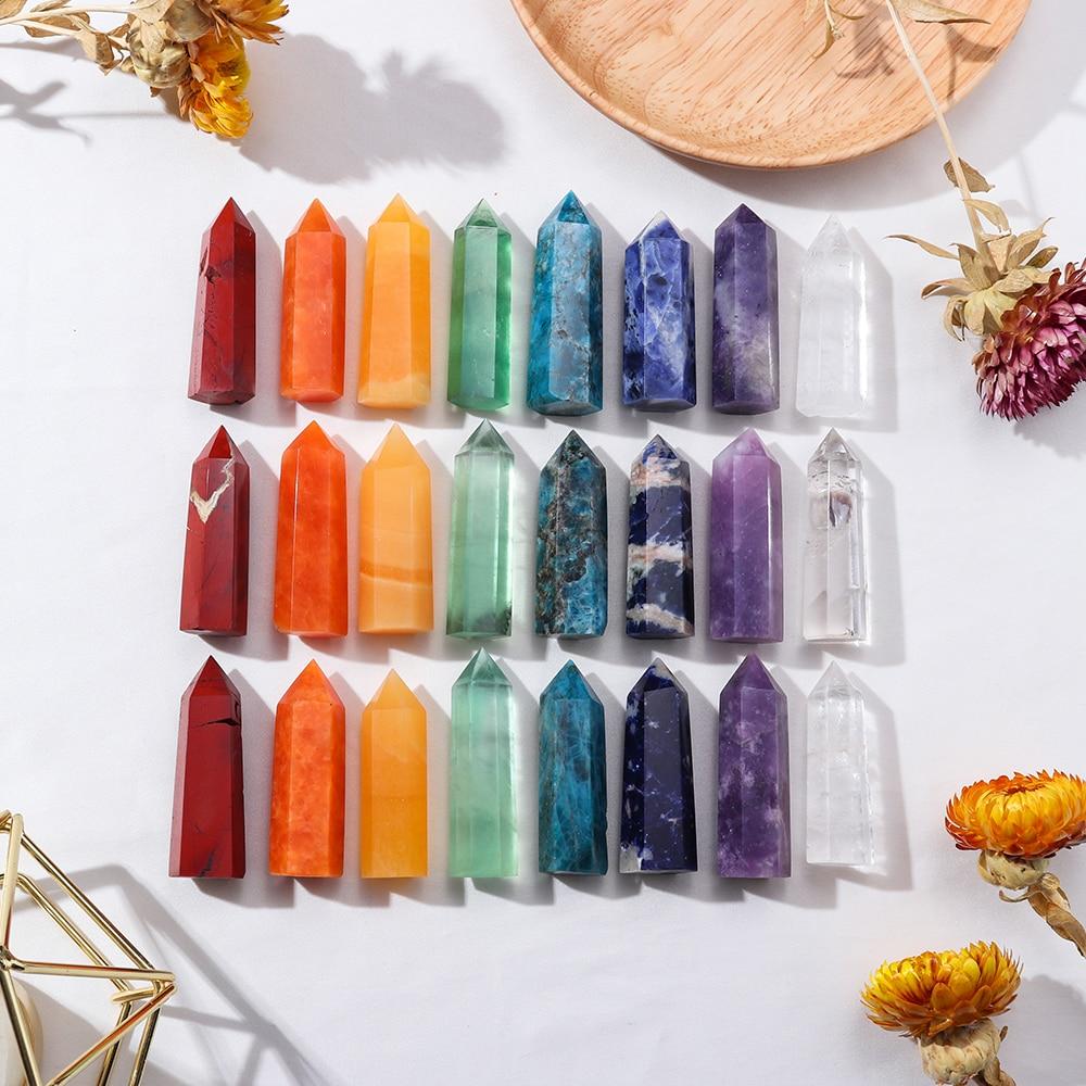 Colorful Natural Crystal Wands Gift Box 8pcs