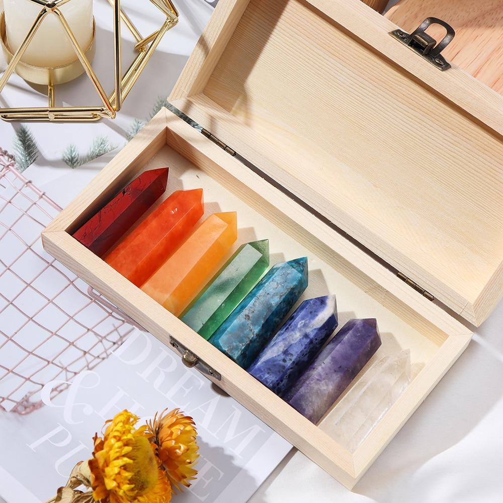 Colorful Natural Crystal Wands Gift Box 8pcs