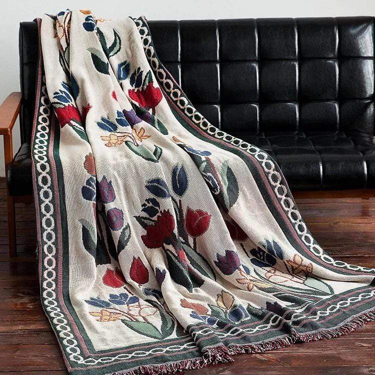 Country Style Floral Throw