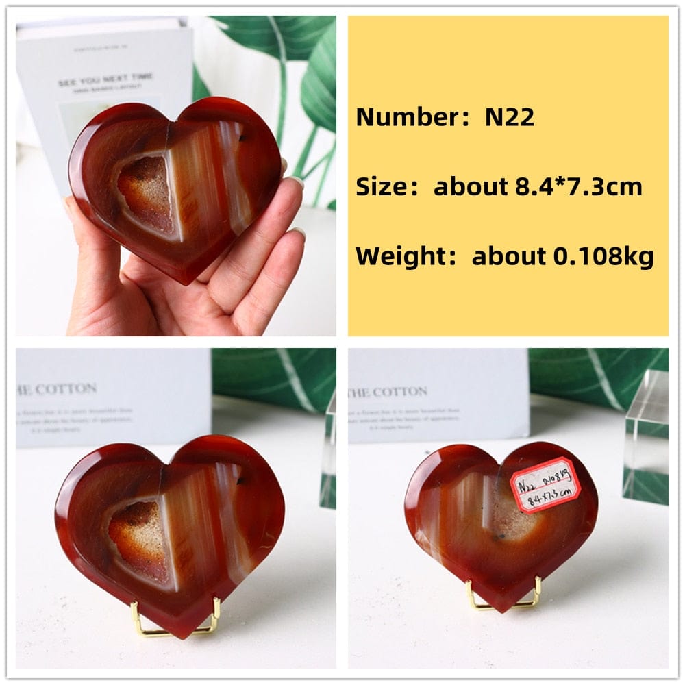 Natural Carnelian Stone Heart Carving