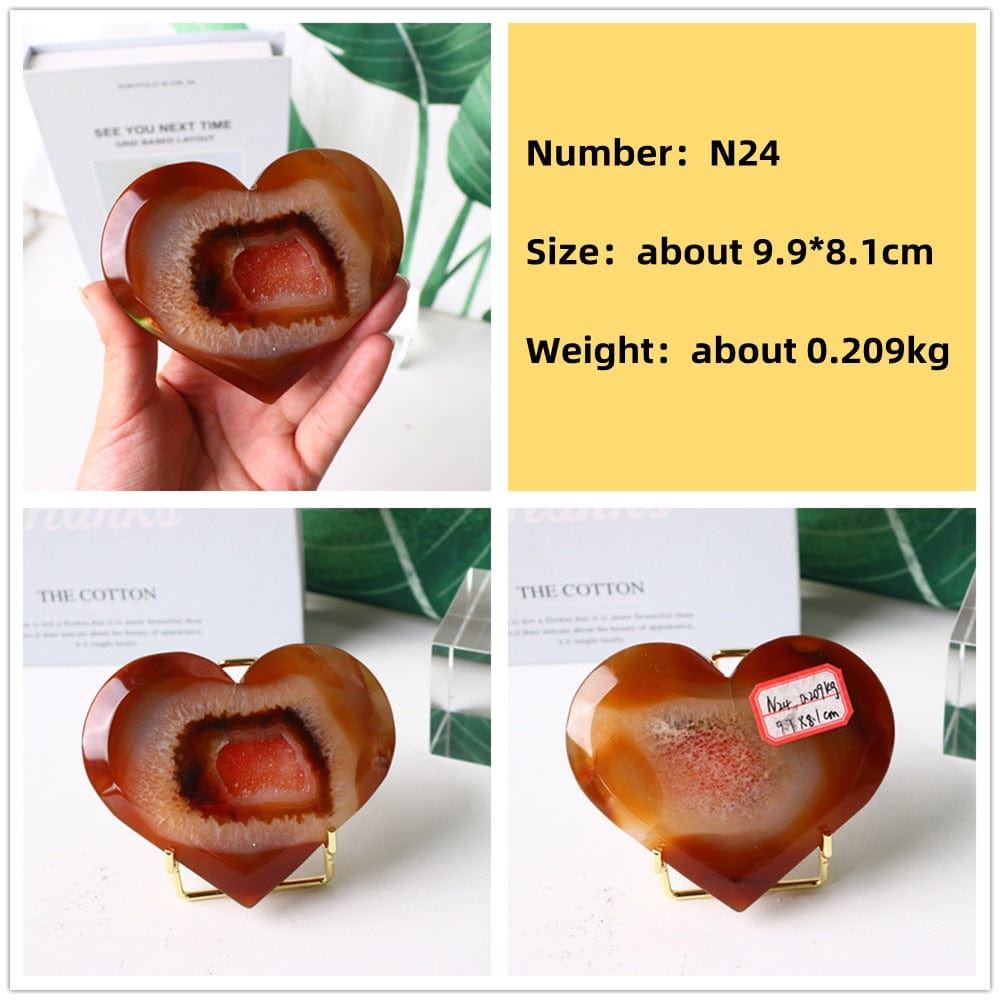 Natural Carnelian Stone Heart Carving