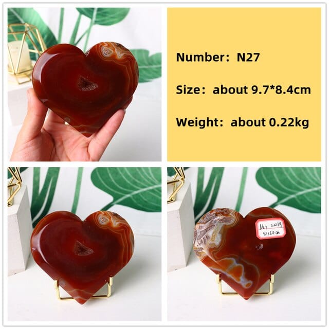 Natural Carnelian Stone Heart Carving