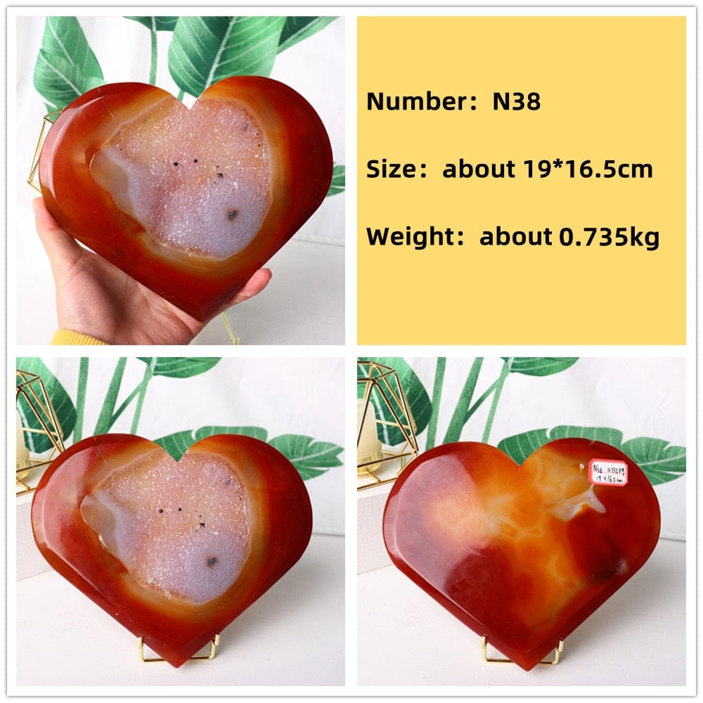 Natural Carnelian Stone Heart Carving