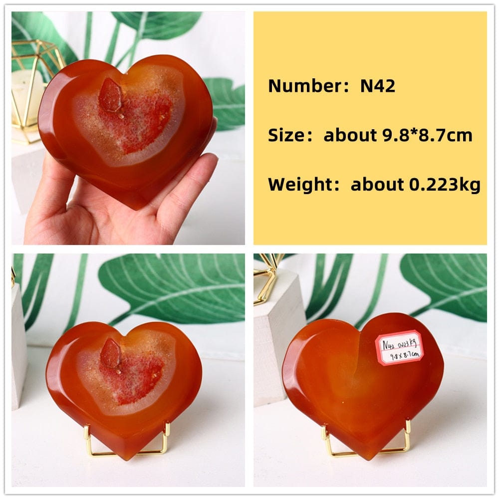 Natural Carnelian Stone Heart Carving