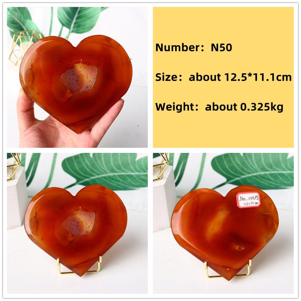 Natural Carnelian Stone Heart Carving