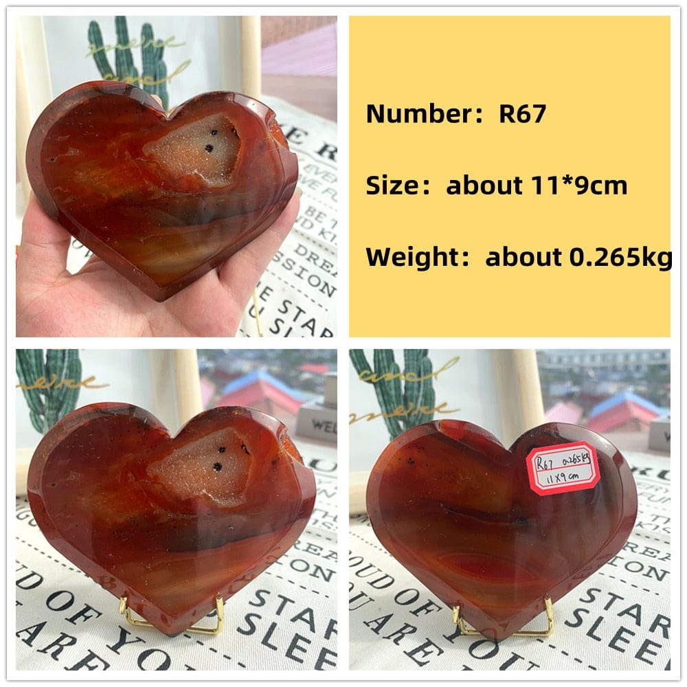 Natural Carnelian Stone Heart Carving