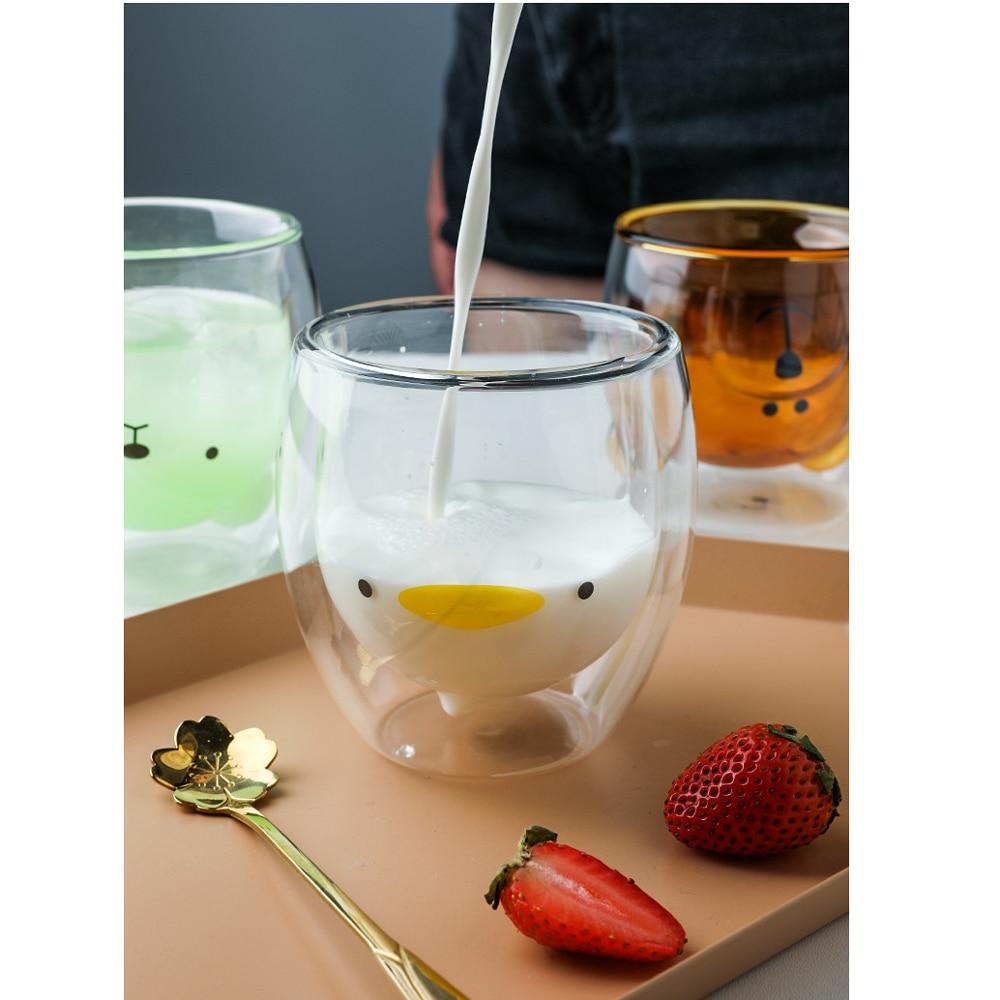 Cute Animals Double Glass Mug