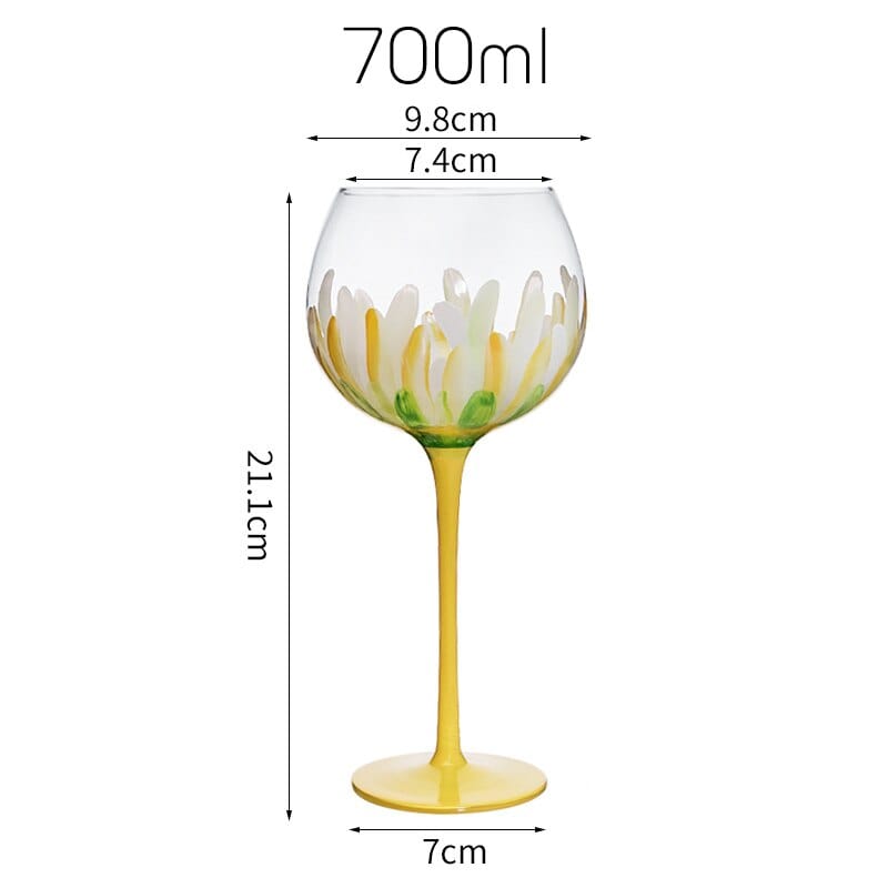 Hand Painted Floral Goblet Glass
