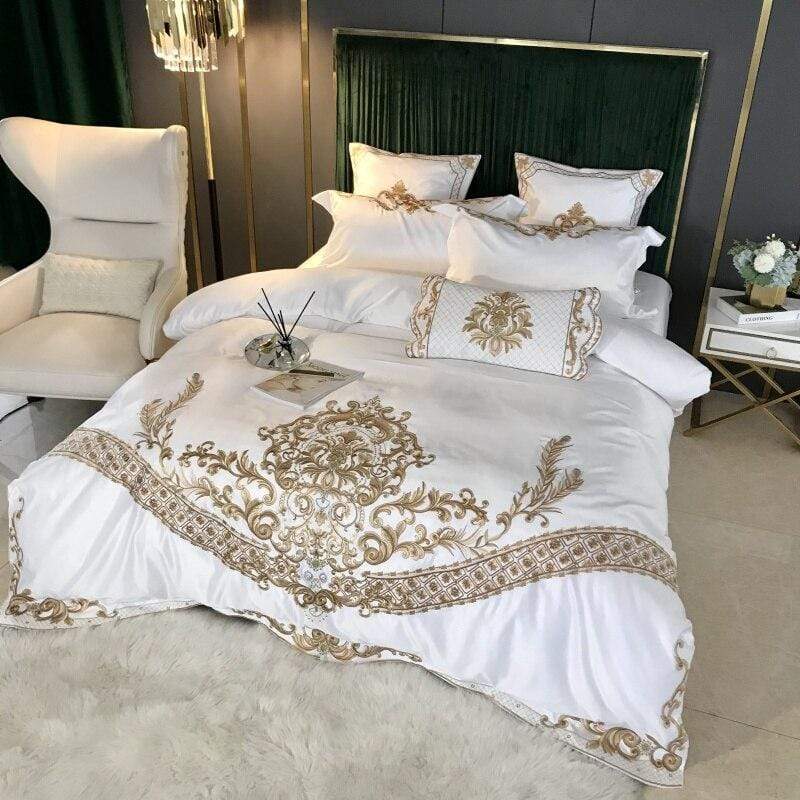 Embroidered Silky Cotton Bedding Set