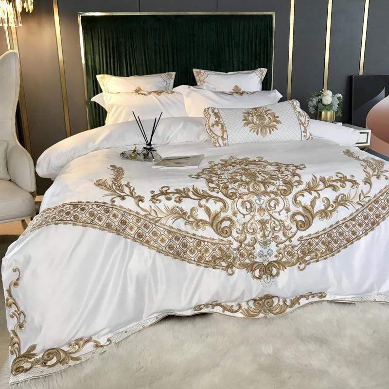 Embroidered Silky Cotton Bedding Set
