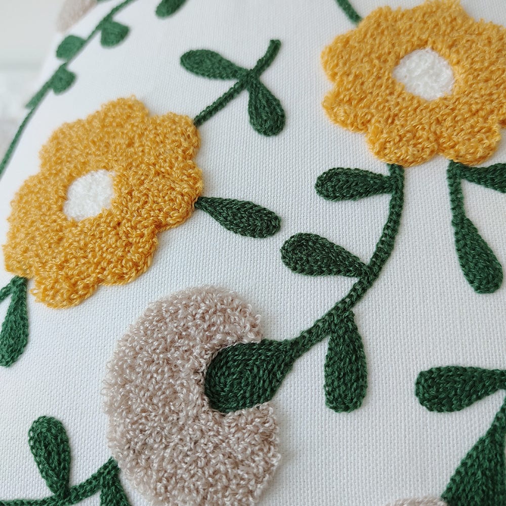 Embroidery Floral Garden Cushion Cover