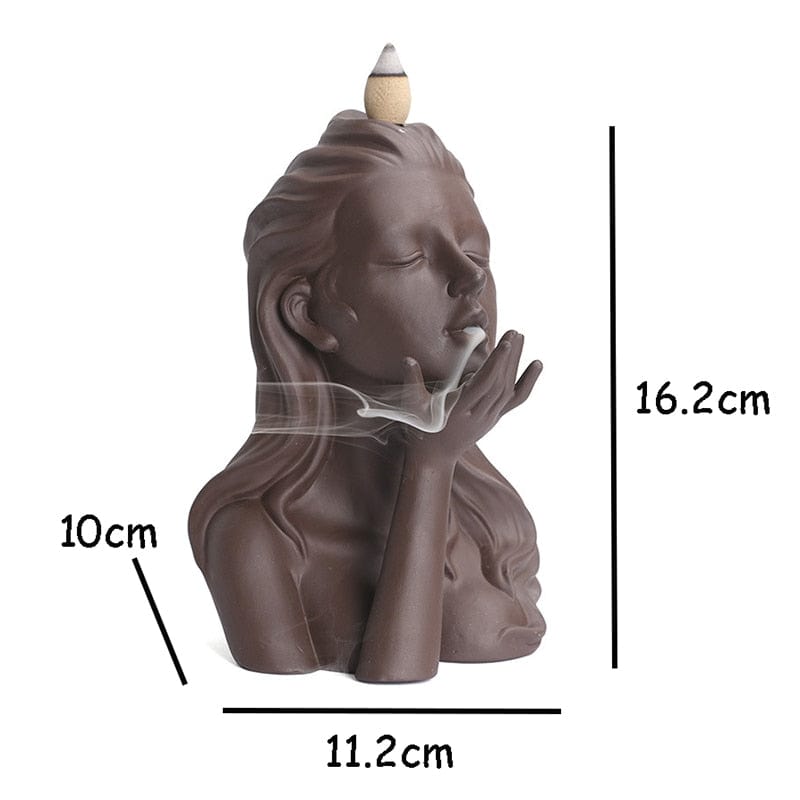 Female Face Backflow Incense Burner