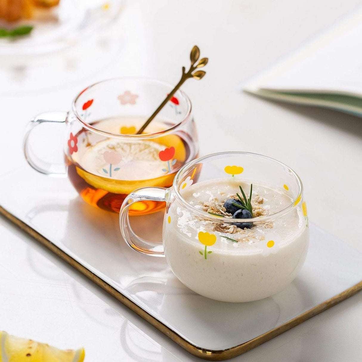 Floral Breakfast Mug Set