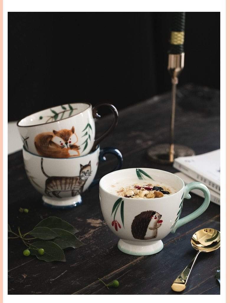 Hand-Painted Animals Mugs