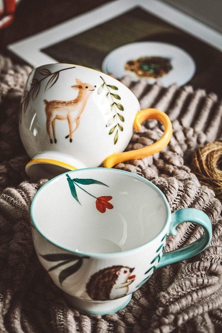 Hand-Painted Animals Mugs