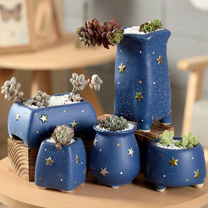 Handmade Starry Design Plant Pots