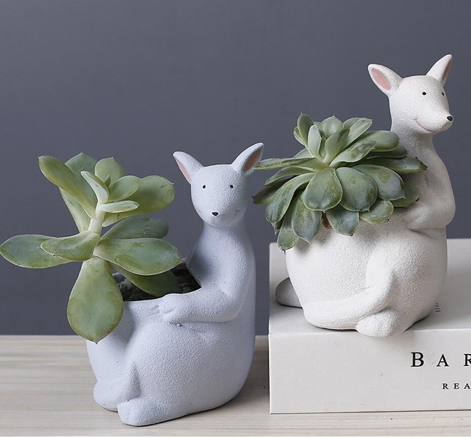 Kangaroo Ceramic Flower Pot