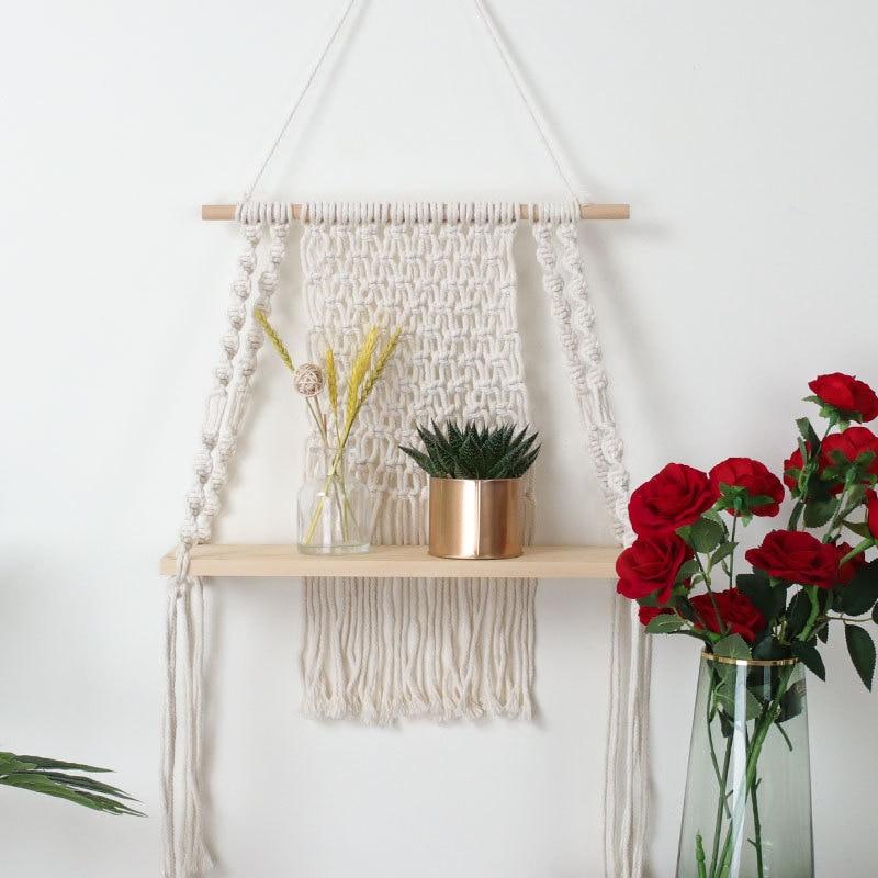 Macrame Wooden Hanging Shelf