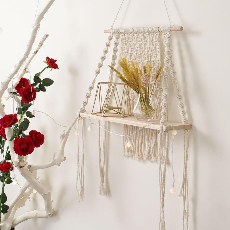 Macrame Wooden Hanging Shelf