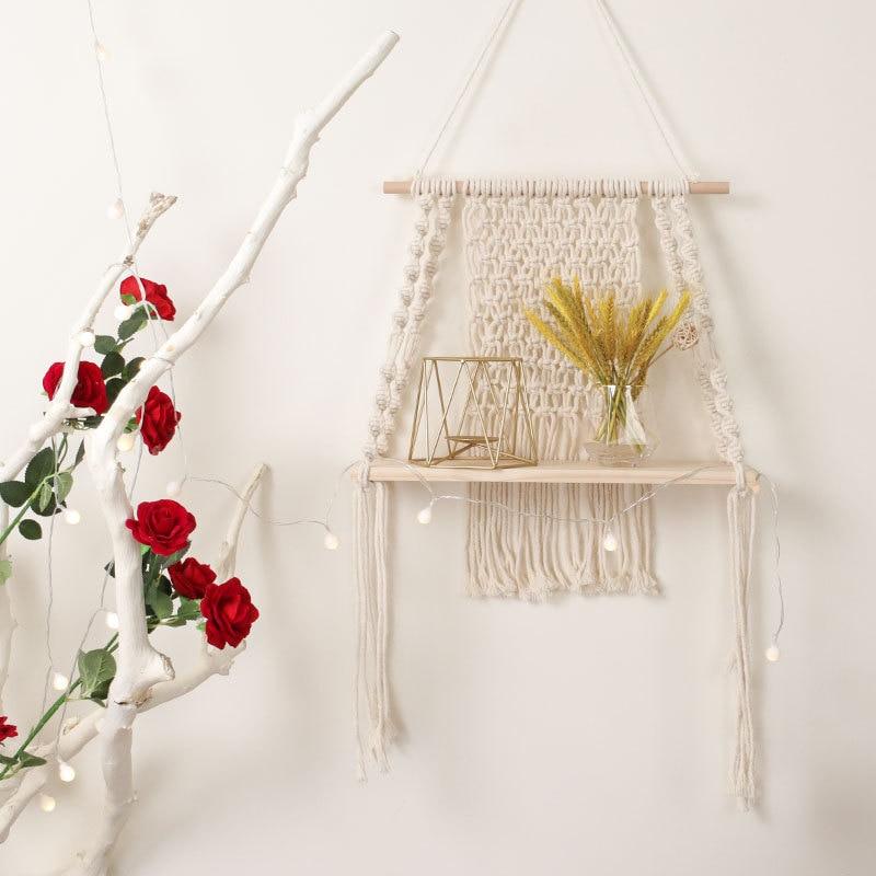 Macrame Wooden Hanging Shelf