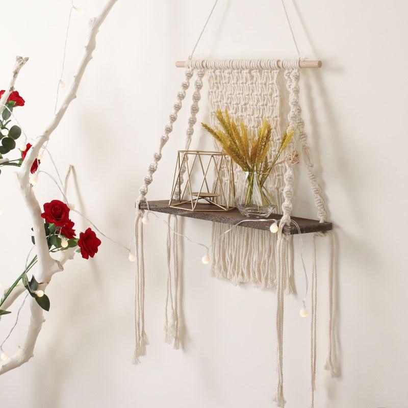 Macrame Wooden Hanging Shelf