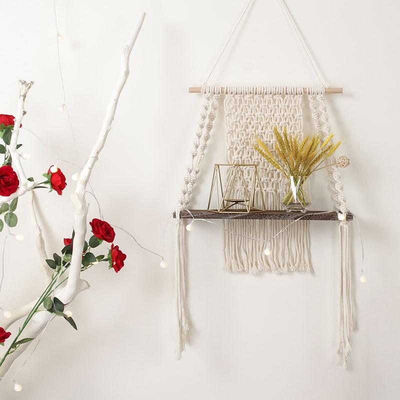 Macrame Wooden Hanging Shelf