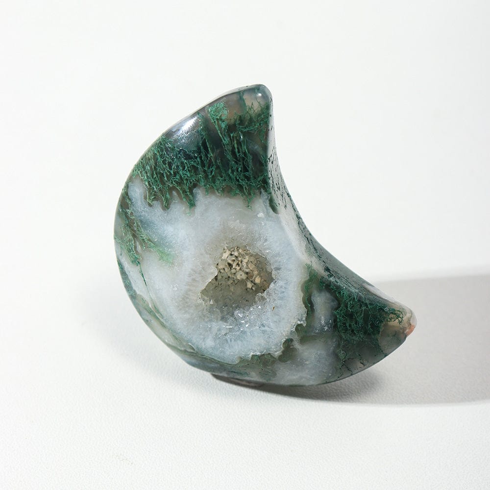 Moss Agate Crescent Moon Crystal