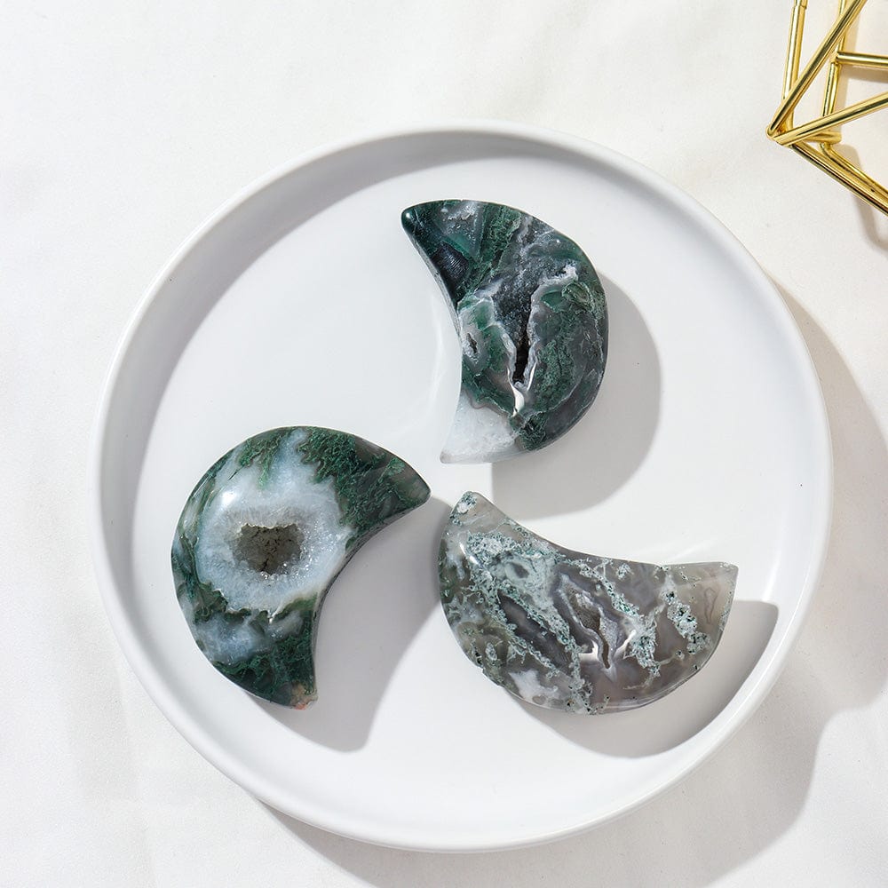 Moss Agate Crescent Moon Crystal