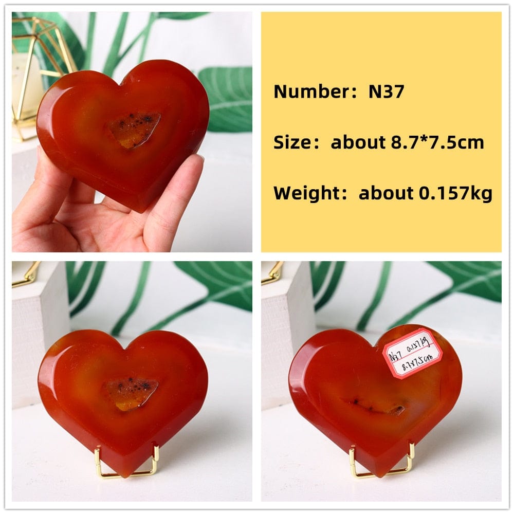 Natural Carnelian Stone Heart Carving