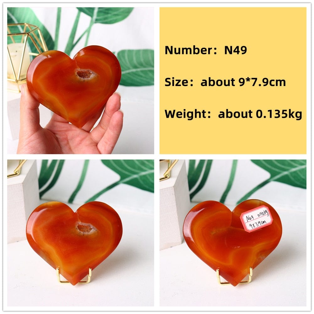 Natural Carnelian Stone Heart Carving
