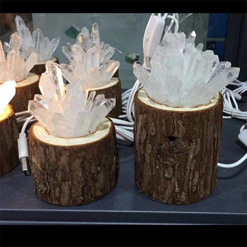 Natural Clear Quartz Crystal Points Lamp