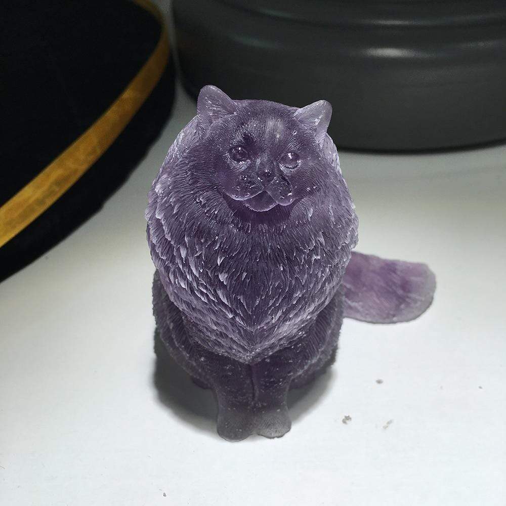 Natural Crystal Lady Cat Carving