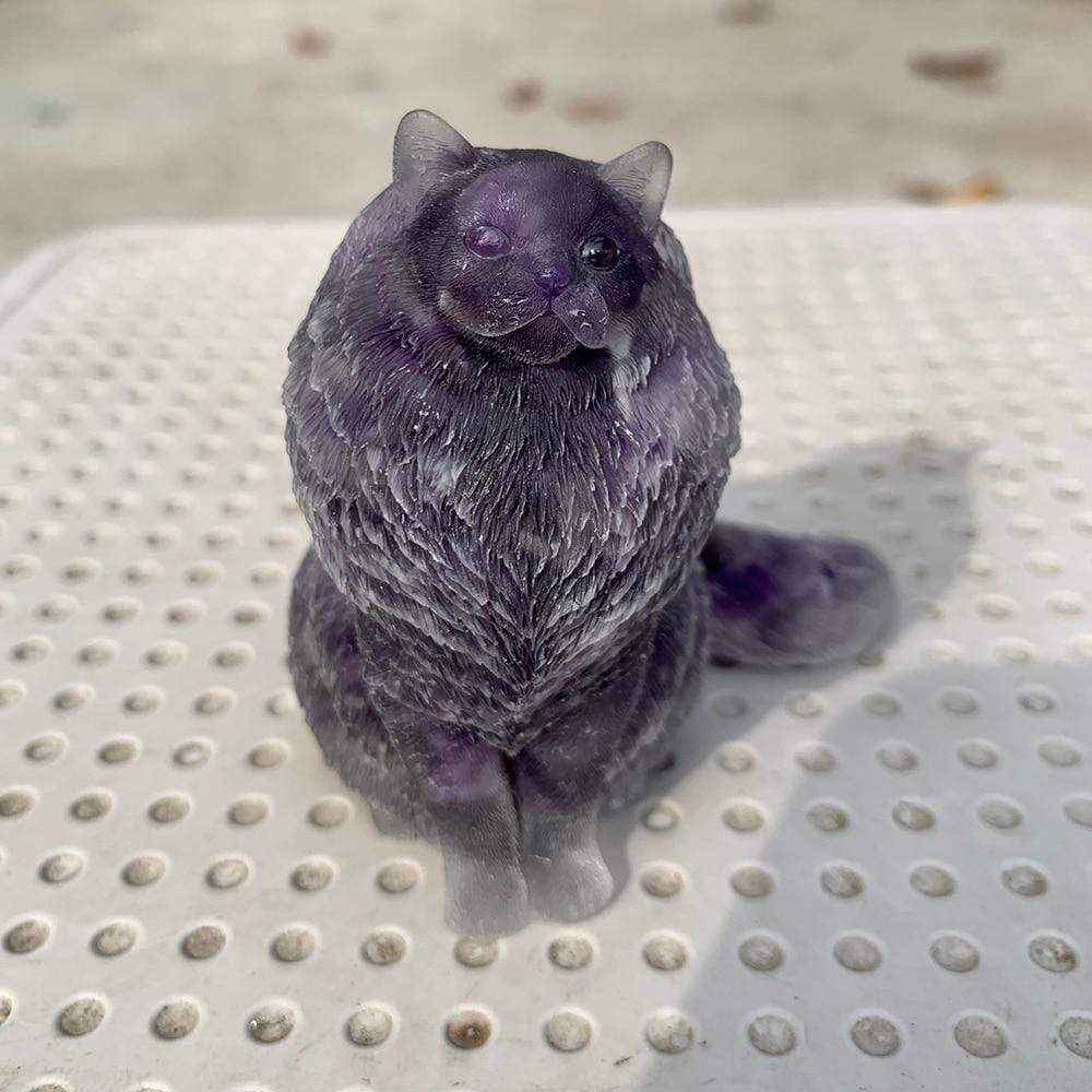 Natural Crystal Lady Cat Carving