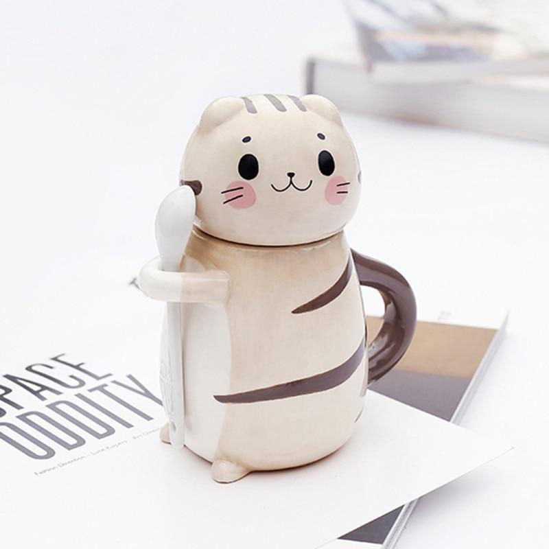 Cute Cat Coffee Mugs with Spoon