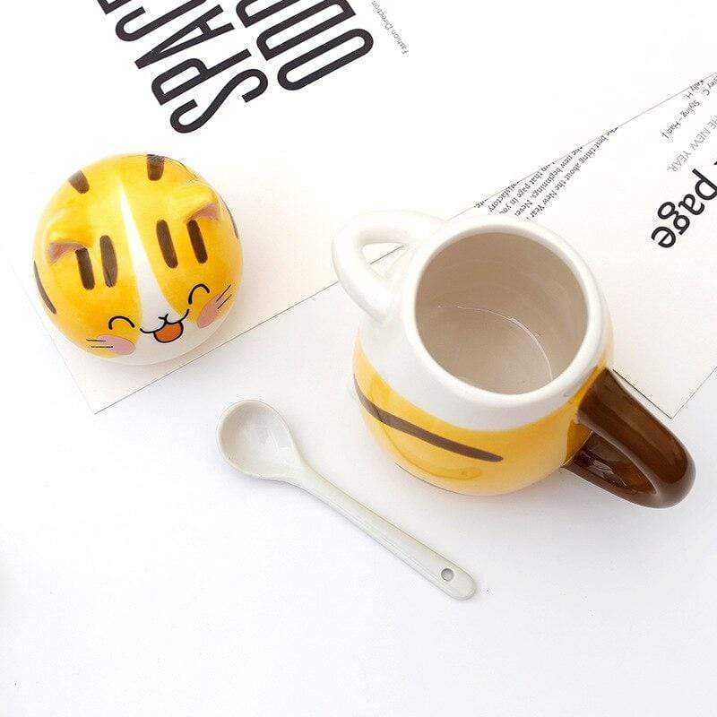 Cute Cat Coffee Mugs with Spoon