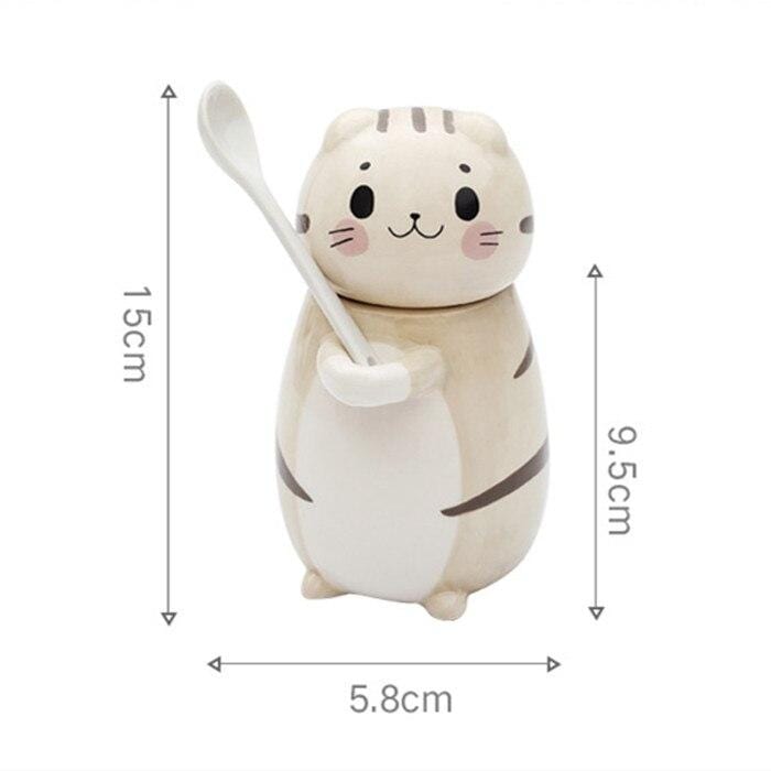 Cute Cat Coffee Mugs with Spoon